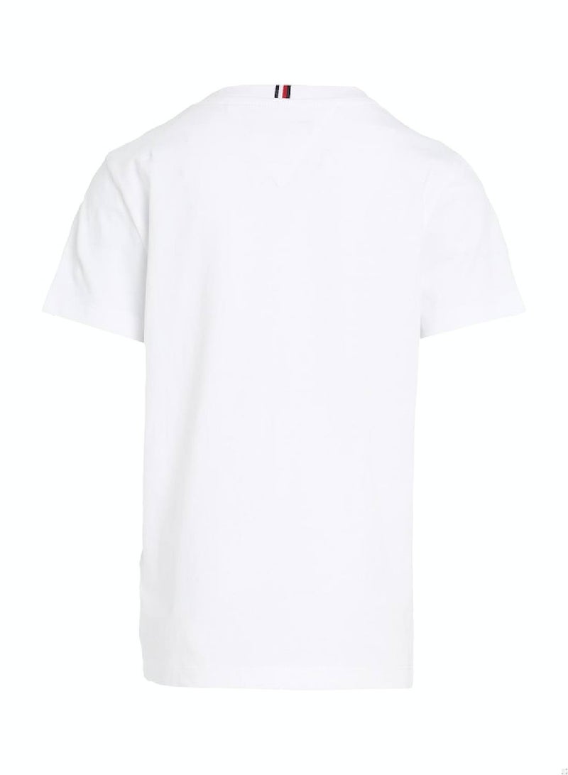 Boys' Colorblock Embroidered Short Sleeve T-Shirt - Cotton, White