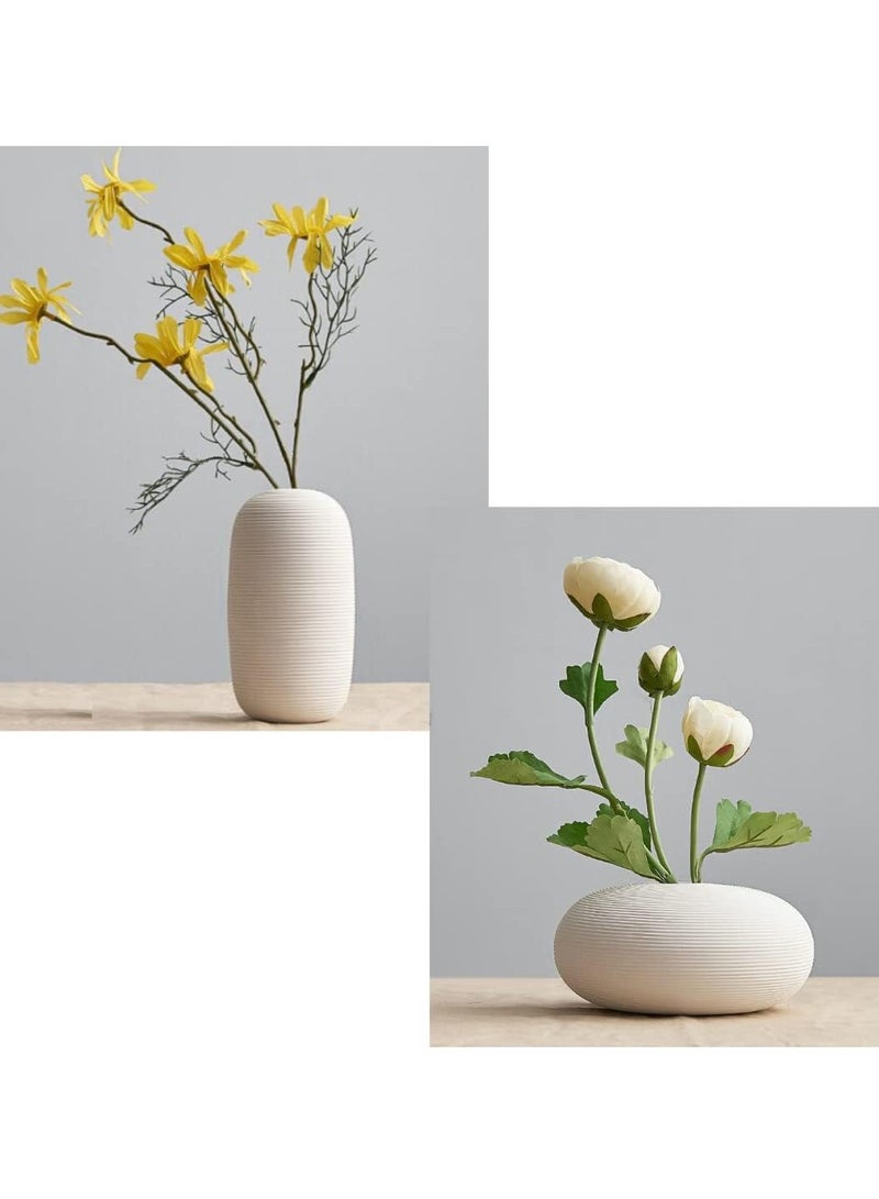 3 Warm Embossed Line Ceramic Vases for Flower Arrangements Elegant Home Decor Gifting
