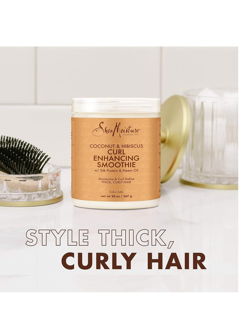 Curl Enhancing Smoothie Hair Cream f\For Thick, Curly Hair Coconut and Hibiscus Sulfate Free And Paraben Free Curl Cream 20 oz