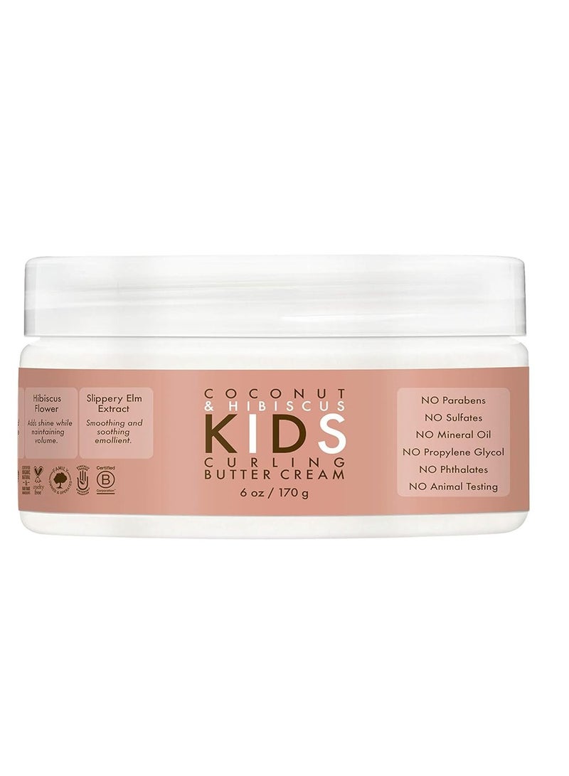 Curling Styling Cream For Curl Definition Coconut & Hibiscus Curl And Detangle Kids Hair 6 oz