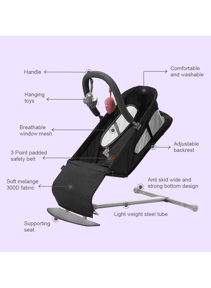 TEKNUM Baby Bouncer with Grab Toys - Black