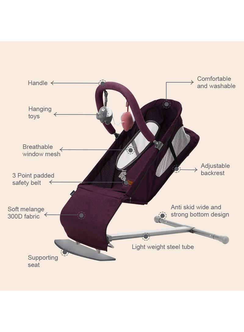 TEKNUM Baby Bouncer with Grab Toys - Purple