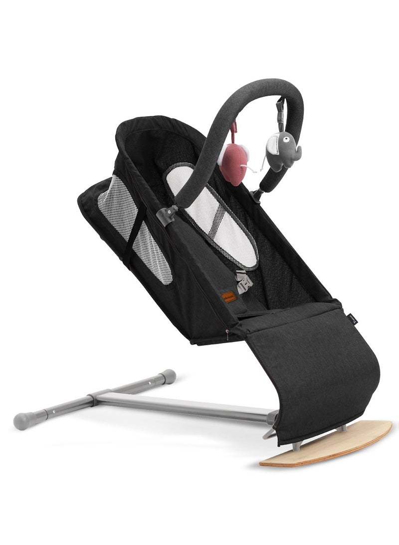 TEKNUM Baby Bouncer with Grab Toys - Wooden Black