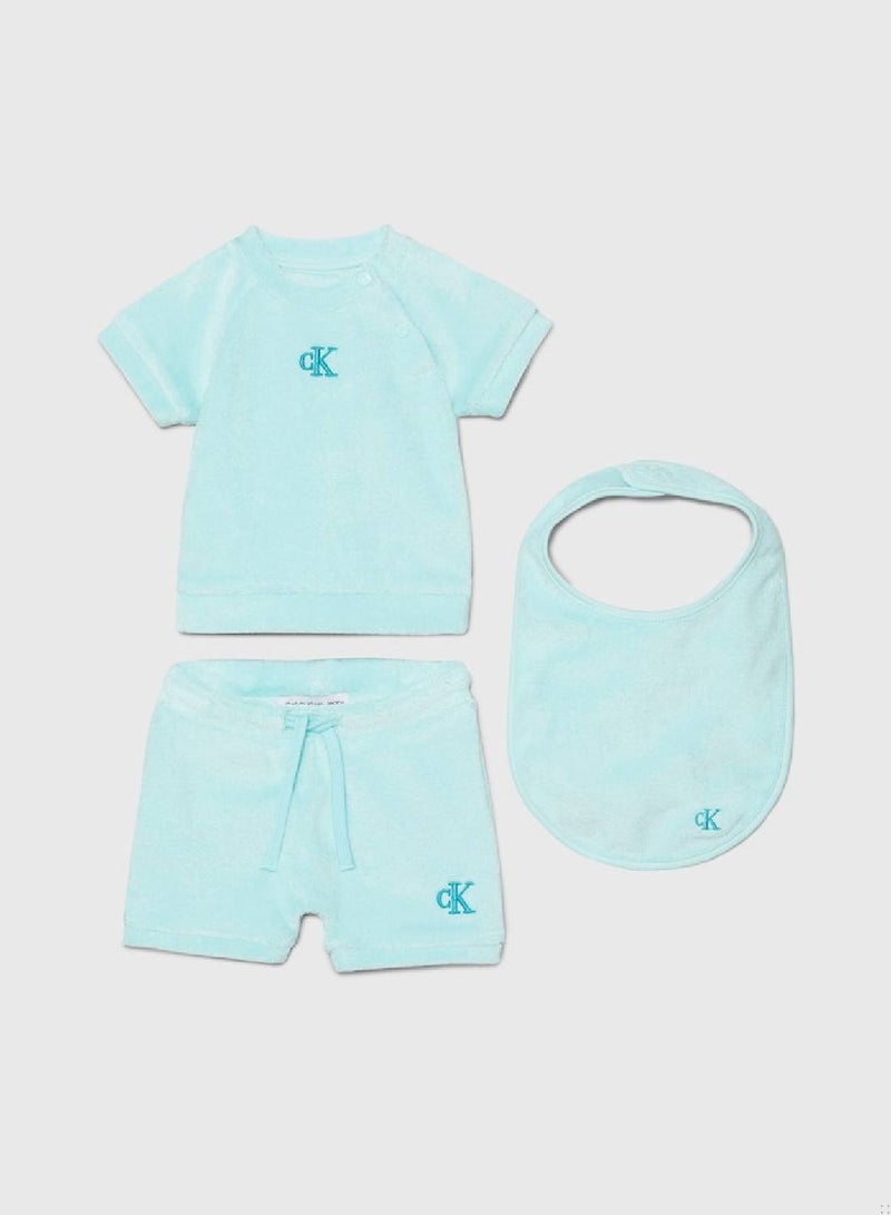 Baby's Top And Shorts Gift Set -  includes top, shorts and bib, Blue