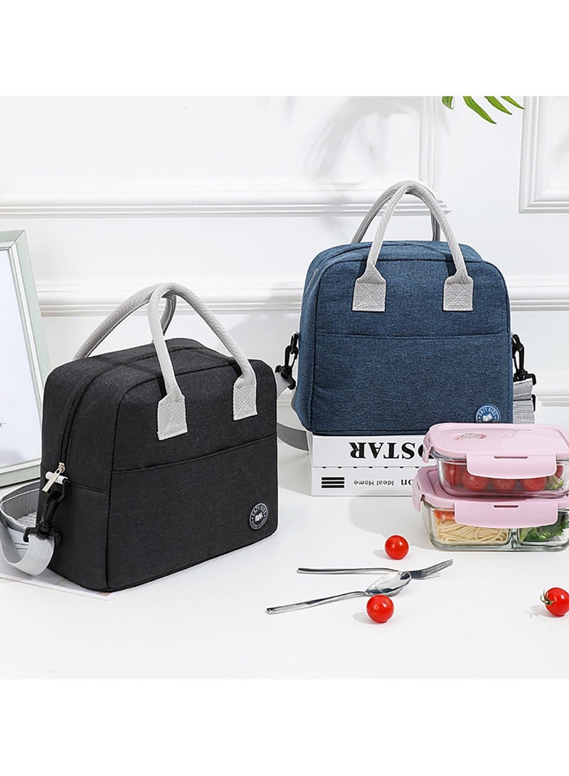 6 And 4 Convertible Compartment Bento Lunch Box With Lunch Bag And Spoon Fork Set - Glitter Blue