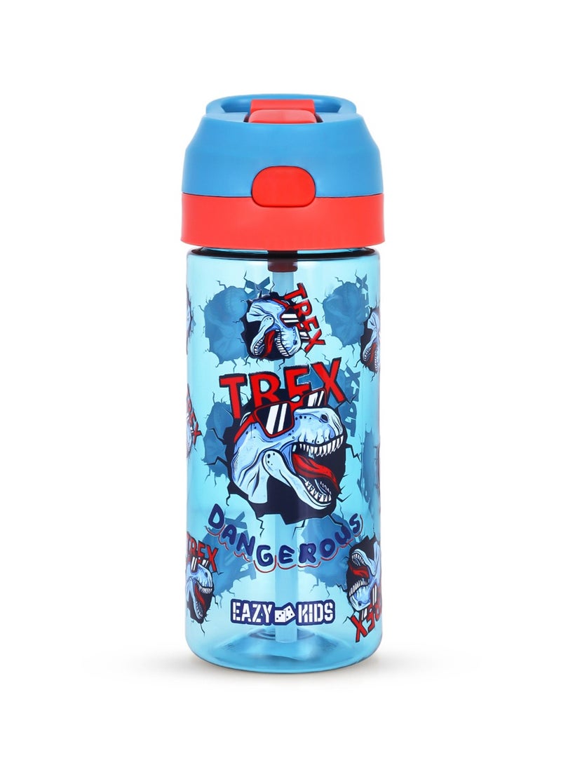 18 Inch Set Of 4 Trolley School Bag With Tritan Water Bottle 420ML, Lunch Bag And Pencil Case - TREX Dinosaur - Blue