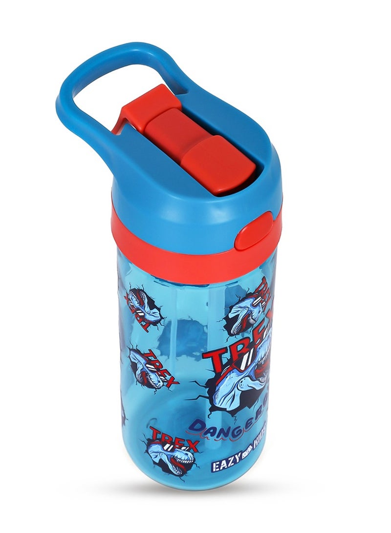 18 Inch Set Of 4 Trolley School Bag With Tritan Water Bottle 420ML, Lunch Bag And Pencil Case - TREX Dinosaur - Blue