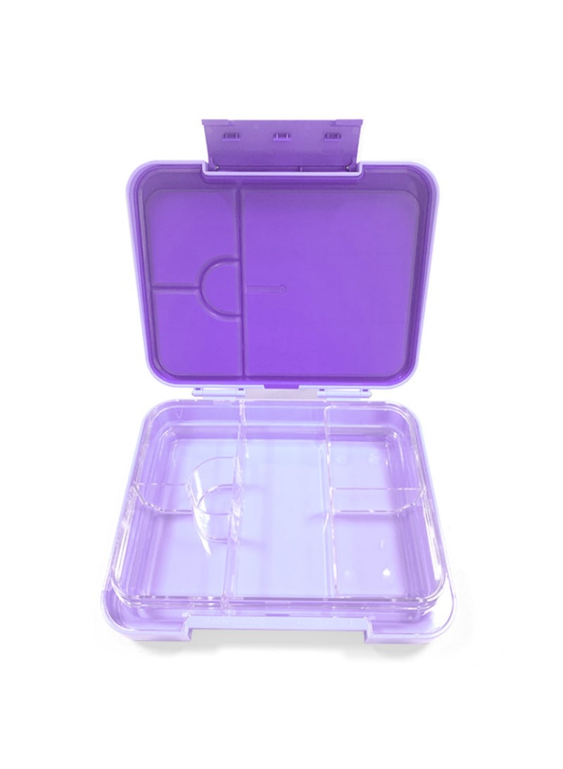 6 And 4 Convertible Compartment Bento Lunch Box With Lunch Bag And Spoon Fork Set - Glitter Purple