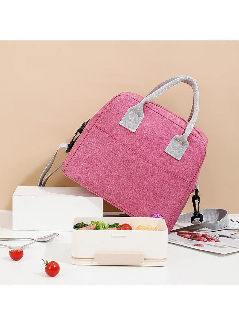 6 And 4 Convertible Bento Lunch Box With Lunch Bag, Spoon And Fork Set - Glitter Pink