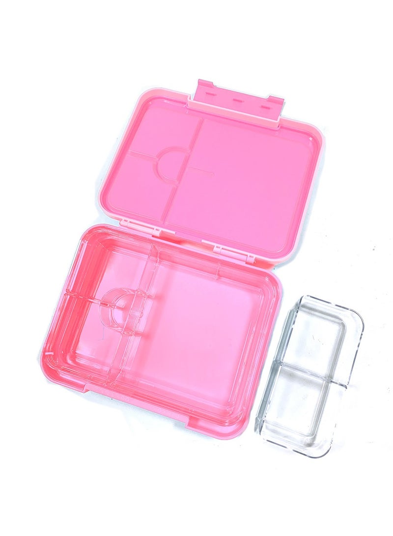 6 And 4 Convertible Bento Lunch Box With Lunch Bag, Spoon And Fork Set - Glitter Pink