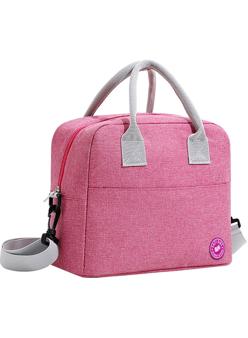 6 And 4 Convertible Bento Lunch Box With Lunch Bag, Spoon And Fork Set - Glitter Pink