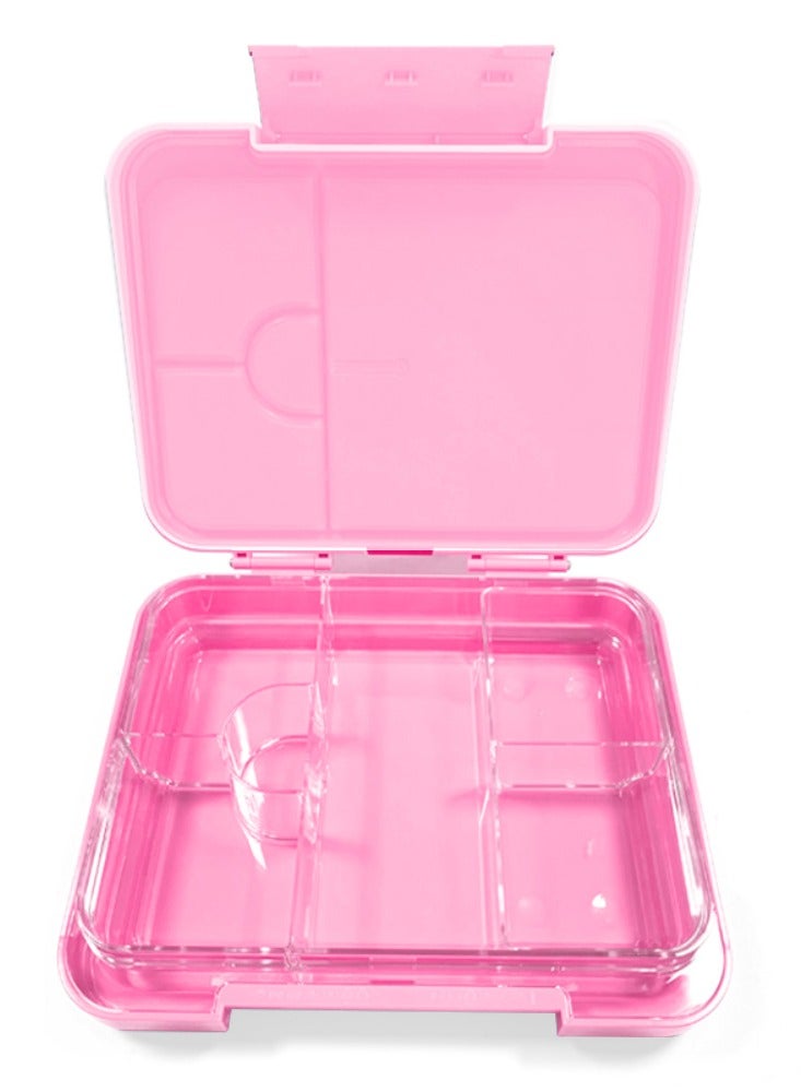 6 And 4 Convertible Bento Lunch Box With Lunch Bag, Spoon And Fork Set - Glitter Pink