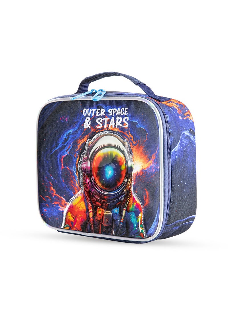 18 Inch Set Of 4 Trolley School Bag With Bento Lunch Box Lunch Bag and Pencil Case - Outer Space Blue