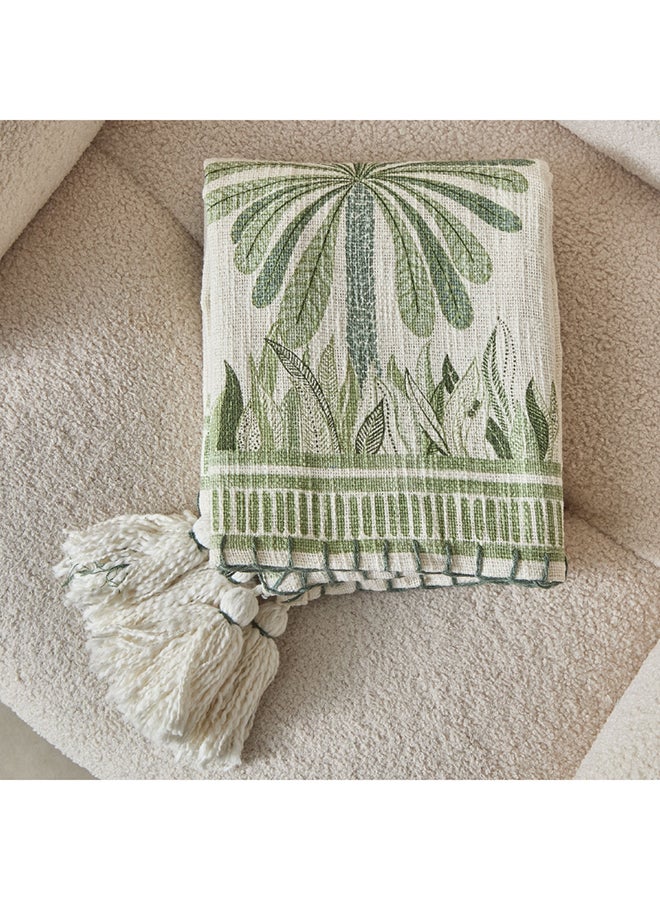 Cancun Palm Printed Slub Throw 170 x 130 cm