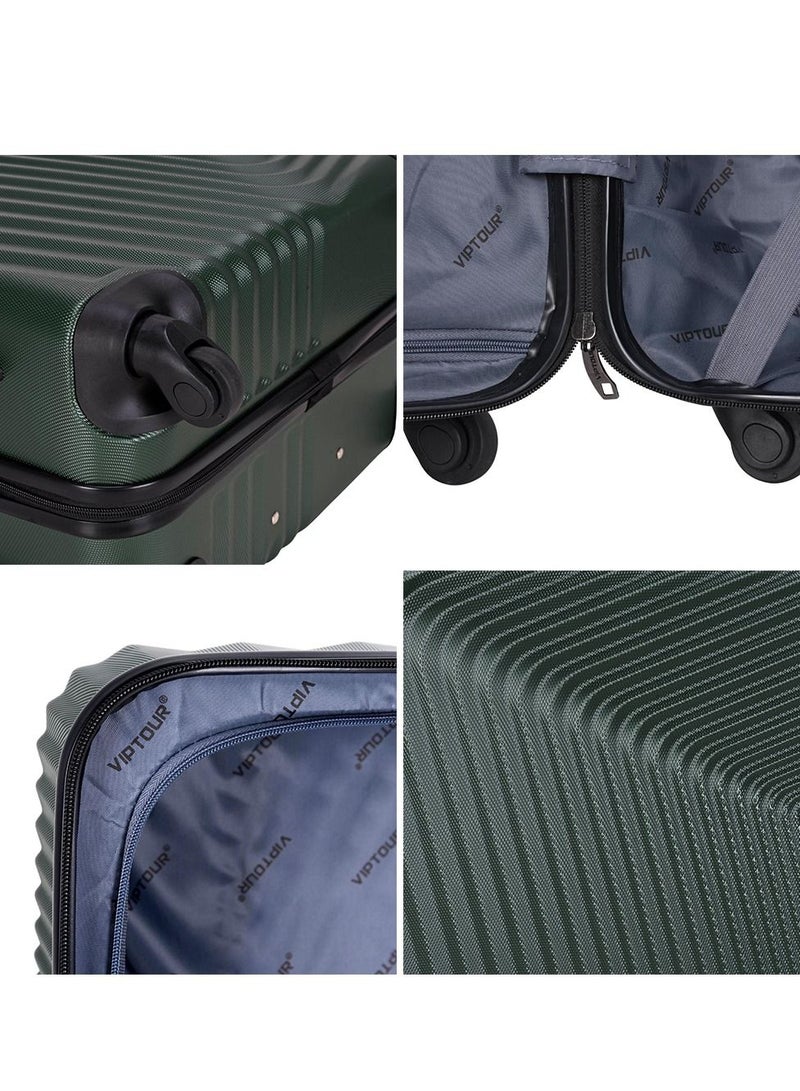 ABS Hardside 3 Piece Trolley Luggage Set  Spinner Wheels with Number Lock 20/24/28 Inches   Dark Green