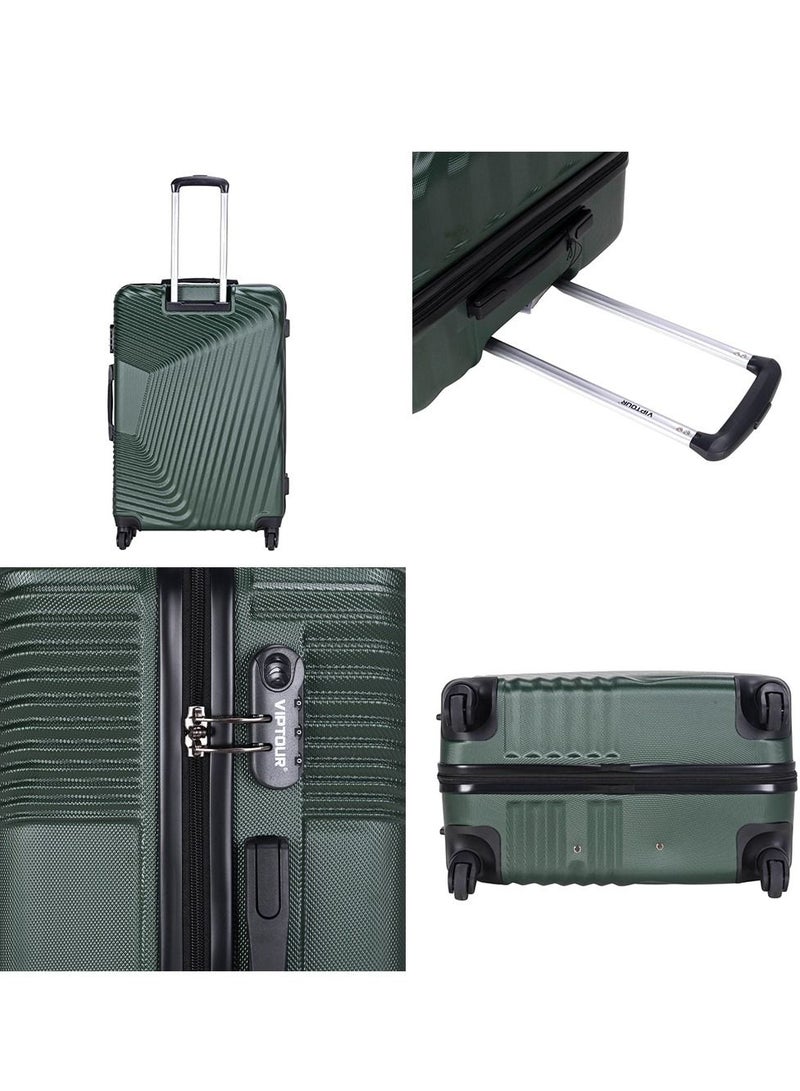 ABS Hardside 3 Piece Trolley Luggage Set  Spinner Wheels with Number Lock 20/24/28 Inches   Dark Green