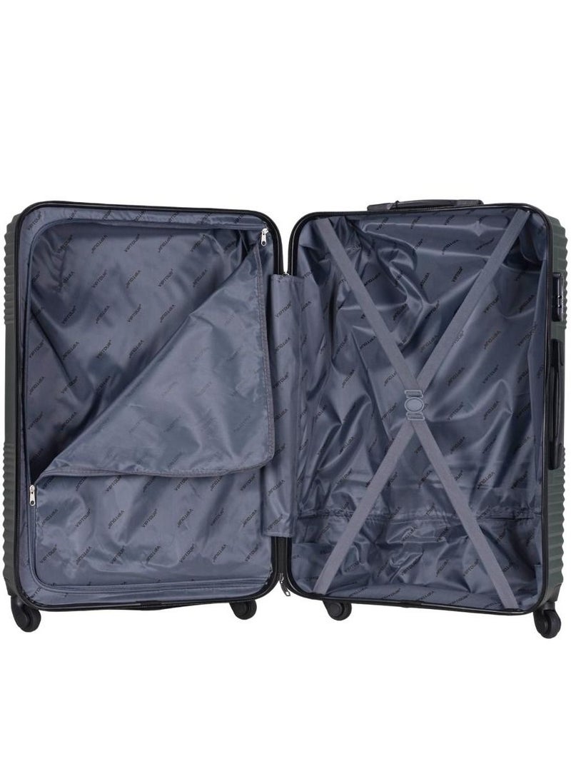 ABS Hardside 3 Piece Trolley Luggage Set  Spinner Wheels with Number Lock 20/24/28 Inches   Dark Green