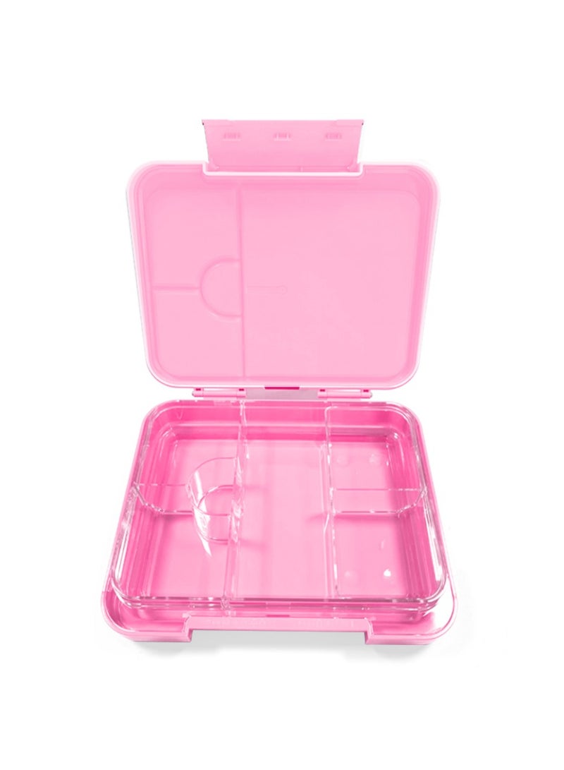 6 And 4 Convertible Bento Lunch Box with 550ml Double Wall Water Bottle and Spoon Fork Set - Glitter Pink