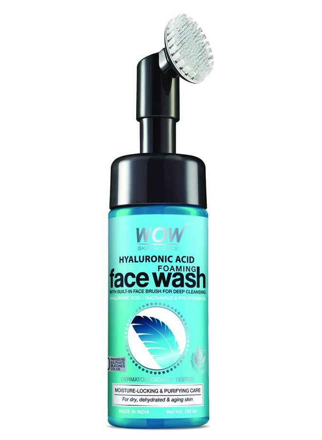 Hyaluronic Acid Foaming Face Wash With Builtin Brush Facial Wash For Dry Skin & Intense Face Cleansing 150Ml