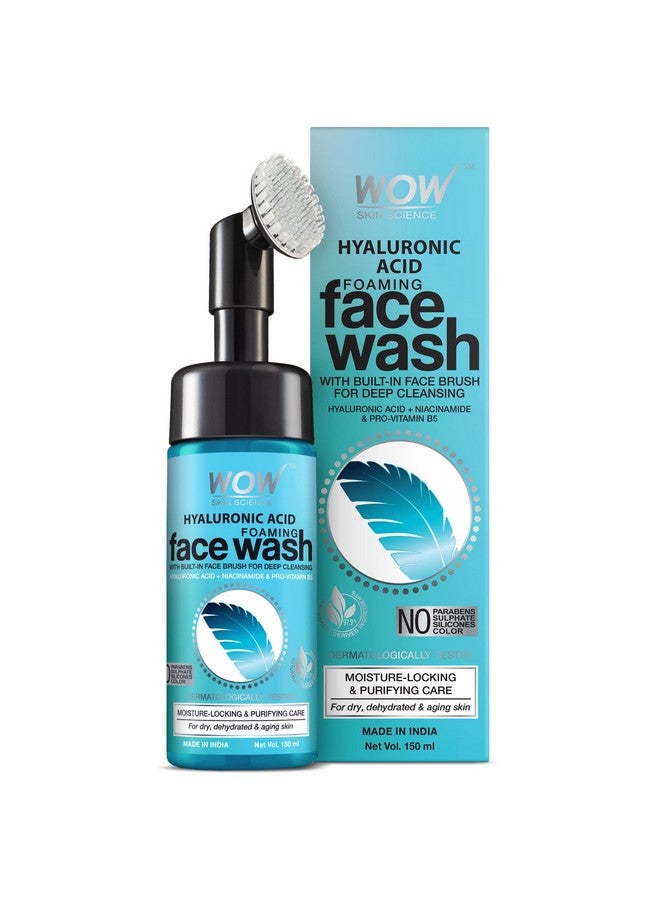 Hyaluronic Acid Foaming Face Wash With Builtin Brush Facial Wash For Dry Skin & Intense Face Cleansing 150Ml