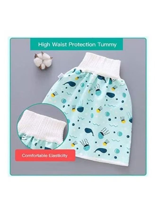 2-Piece Toddler Training Waterproof Diaper Skirt For Baby Girls - Multicolour