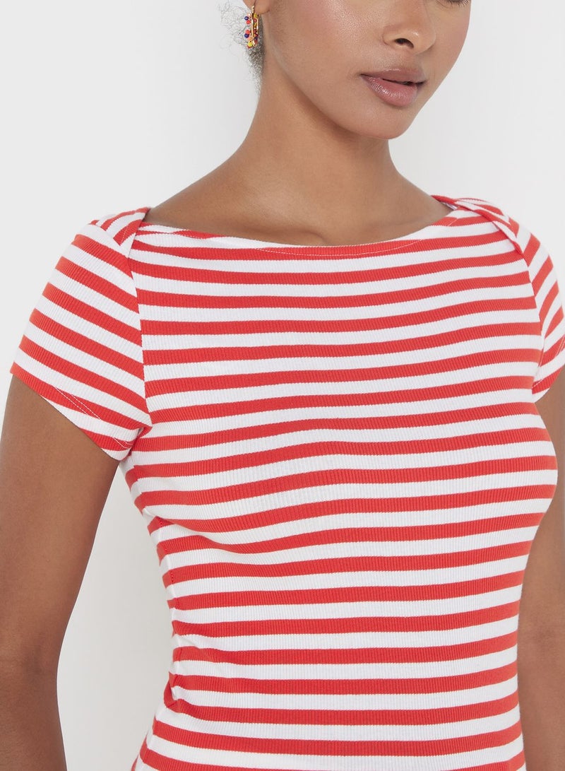 Striped Boat Neck Top