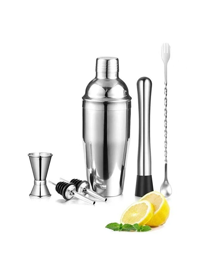 6pcs Shaker Mixer Set, Stainless Steel Juice Coffee Beverages Making Tool Kit for Home Cafe Use 550ml
