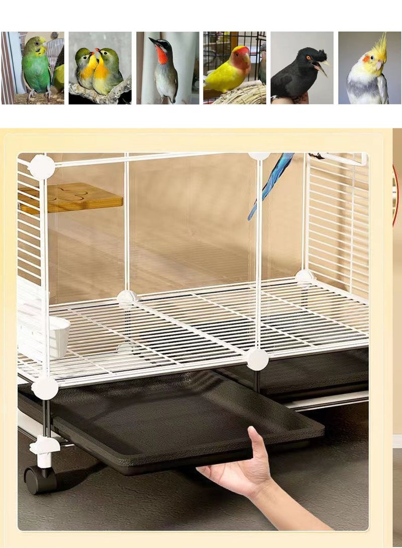 Clear Transparent Bird Cage for Optimal Visibility and Convenience  L 75*37*125