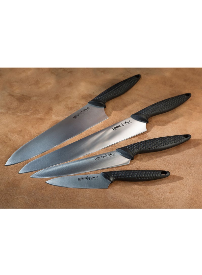 Samura Golf Set of 4 Kitchen Knives | Paring Knife, Utility Knife, Slicing Knife, Chef's Knife | Lightweight | Polypropylene Handle | Stainless Steel Blade | Corrosion Resistant | Manganese Coating