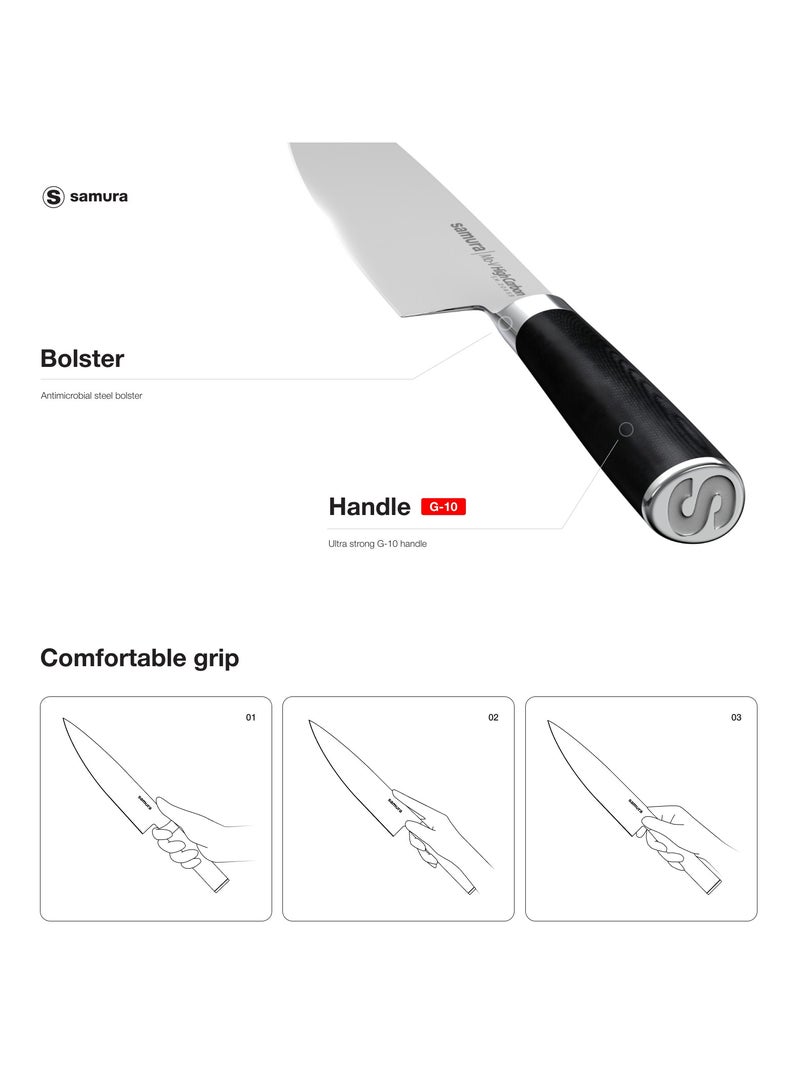 Samura MO-V Bread Knife | 9 Inch Blade | G-10 Handle with Stainless Steel Bolster | Single-Layer Molybdenum-Vanadium Steel | Precision Cutting | Corrosion Resistant