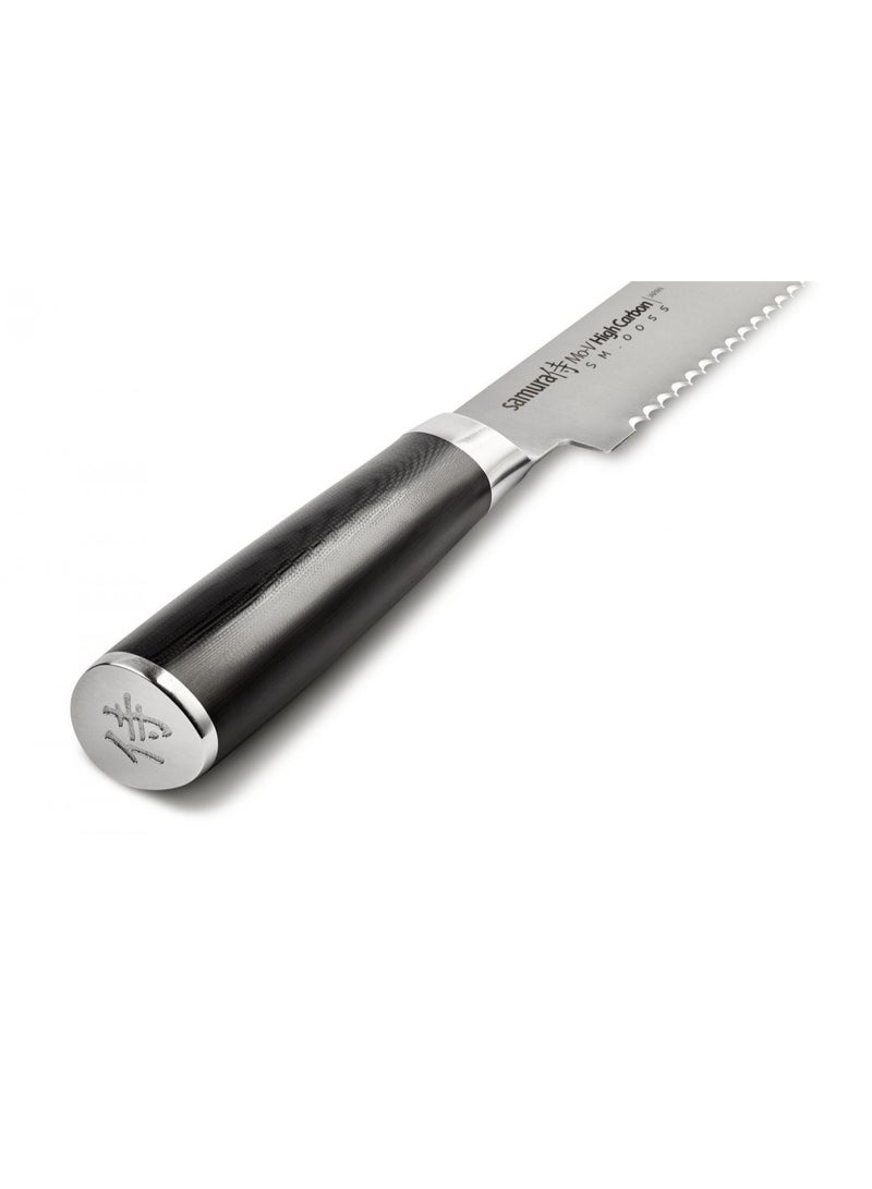 Samura MO-V Bread Knife | 9 Inch Blade | G-10 Handle with Stainless Steel Bolster | Single-Layer Molybdenum-Vanadium Steel | Precision Cutting | Corrosion Resistant