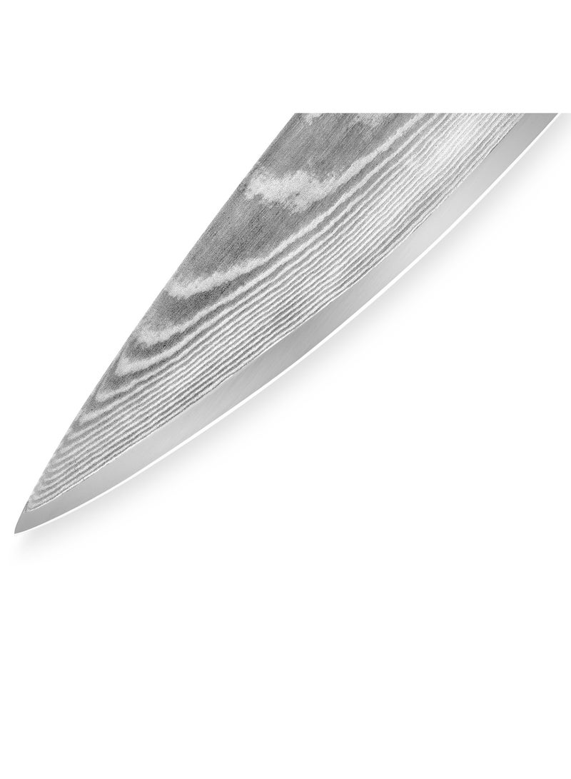 Samura Damascus Chef Knife | 8 Inch Blade | Ergonomic G-10 handle with  Steel Bolster | Damascus Steel Blade | Durable | Better Control | Precision Cutting