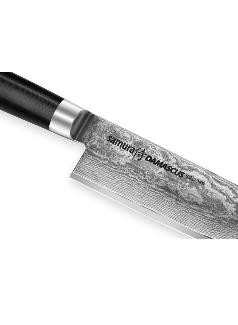 Samura Damascus Chef Knife | 8 Inch Blade | Ergonomic G-10 handle with  Steel Bolster | Damascus Steel Blade | Durable | Better Control | Precision Cutting