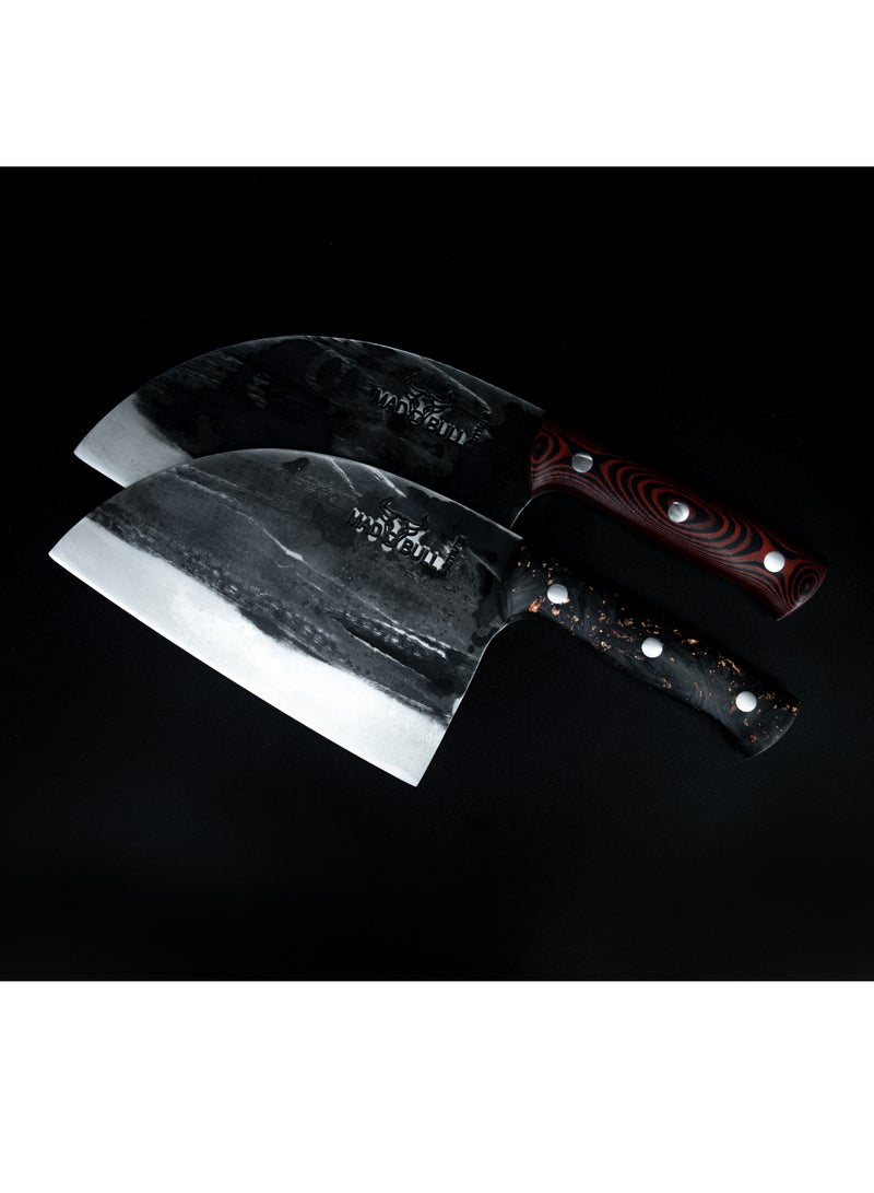 Samura Mad Bull Serbian Chef’s Knife Marble Carbon Handle | 7 Inch Handle | Durable | AUS-8 Hammered Stainless Steel | G-10 Handle Material | Hand Forged | Precison Cutting