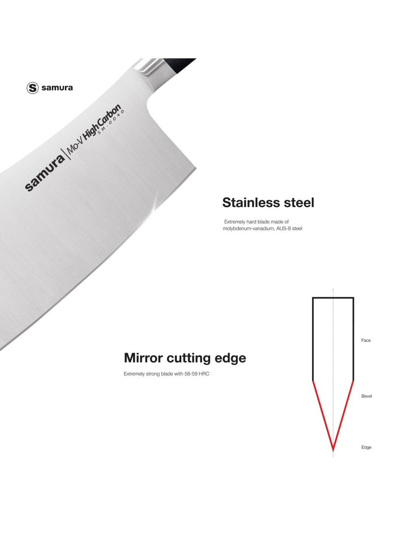 Samura MO-V Cleaver | 7 Inch Blade | G-10 Handle with Stainless Steel Bolster | Single-Layer Molybdenum-Vanadium Steel | Precision Cutting | Corrosion Resistant