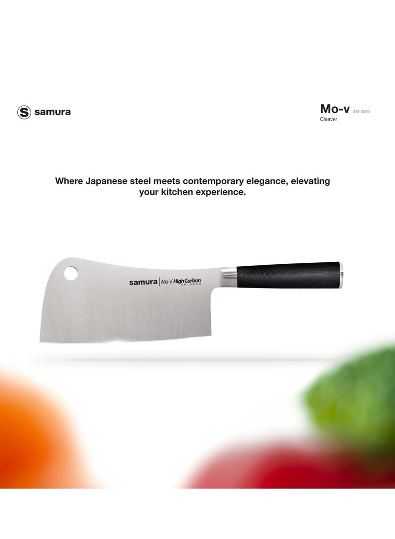 Samura MO-V Cleaver | 7 Inch Blade | G-10 Handle with Stainless Steel Bolster | Single-Layer Molybdenum-Vanadium Steel | Precision Cutting | Corrosion Resistant