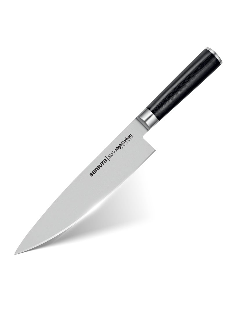 Samura MO-V Chef's Knife | 8 Inch Blade | G-10 Handle with Stainless Steel Bolster | Single-Layer Molybdenum-Vanadium Steel | Precision Cutting | Corrosion Resistant