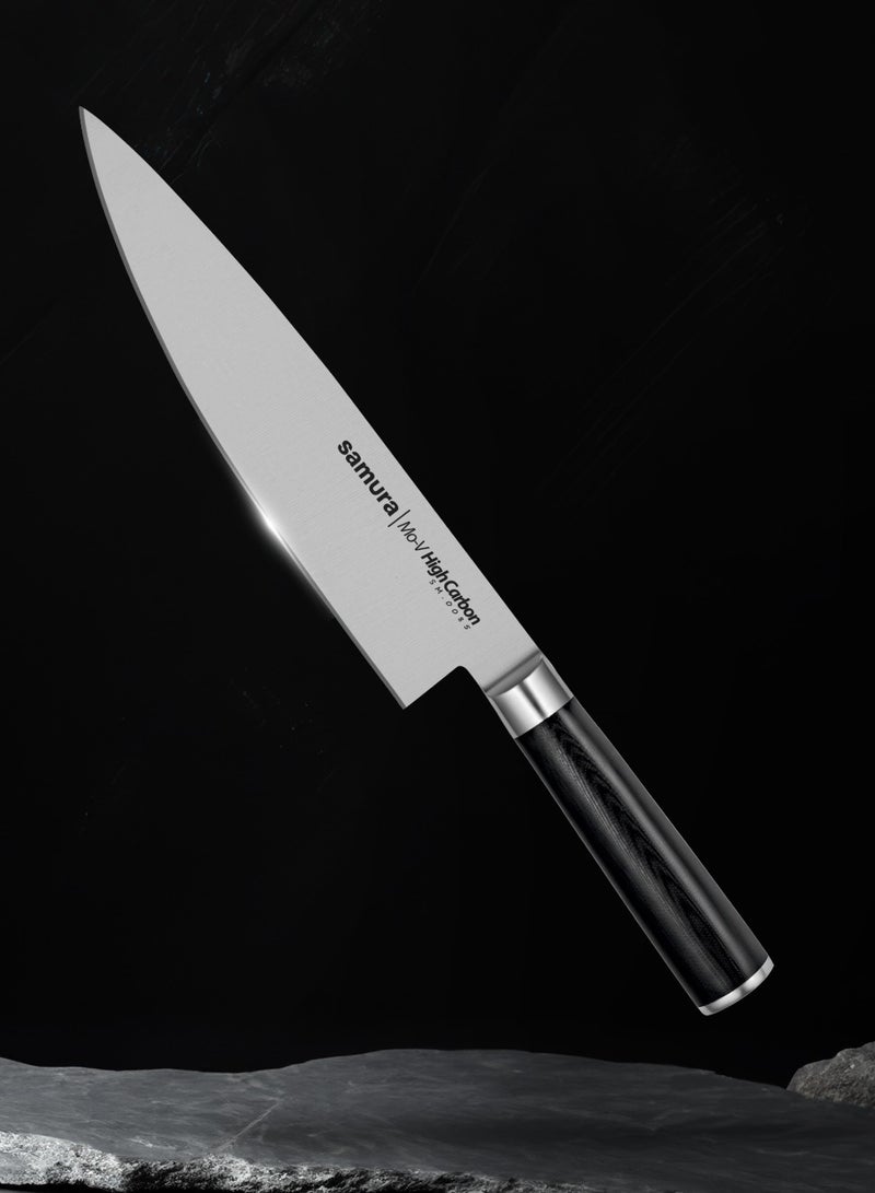 Samura MO-V Chef's Knife | 8 Inch Blade | G-10 Handle with Stainless Steel Bolster | Single-Layer Molybdenum-Vanadium Steel | Precision Cutting | Corrosion Resistant