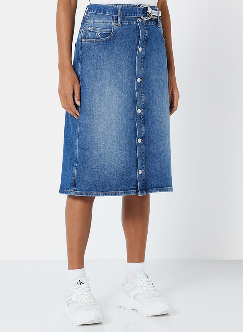 High Rise Denim Skirt Blue