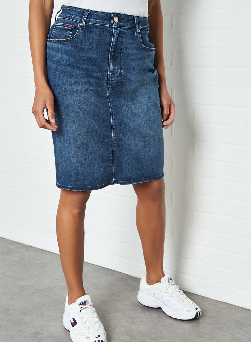 High Waist Denim Skirt Dynamic Lora Dark Blue Str