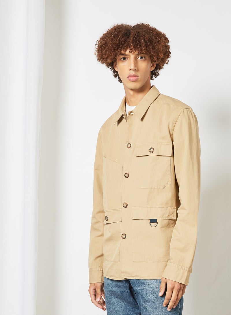 Multi Pocket Shacket Beige