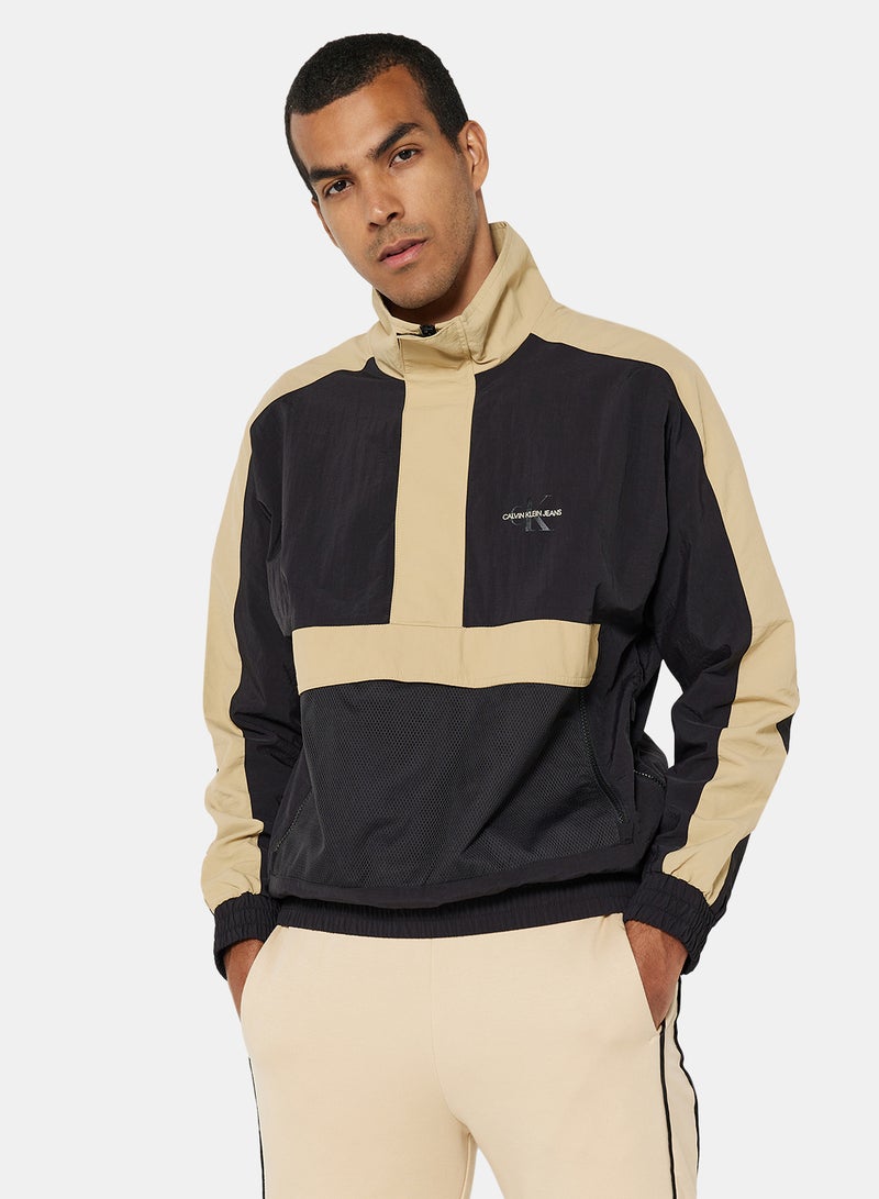 Relaxed Colorblock Jacket Black/Beige