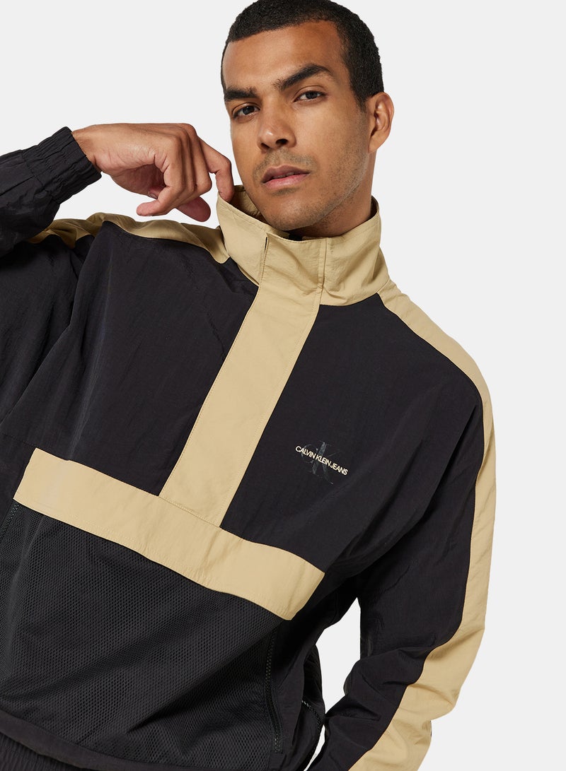 Relaxed Colorblock Jacket Black/Beige