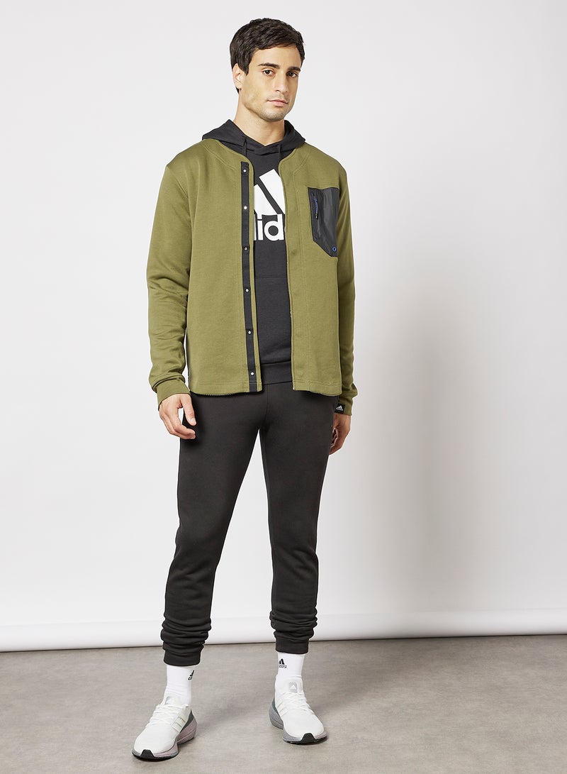 Baseball Reversible Track Jacket Olive/Off-White