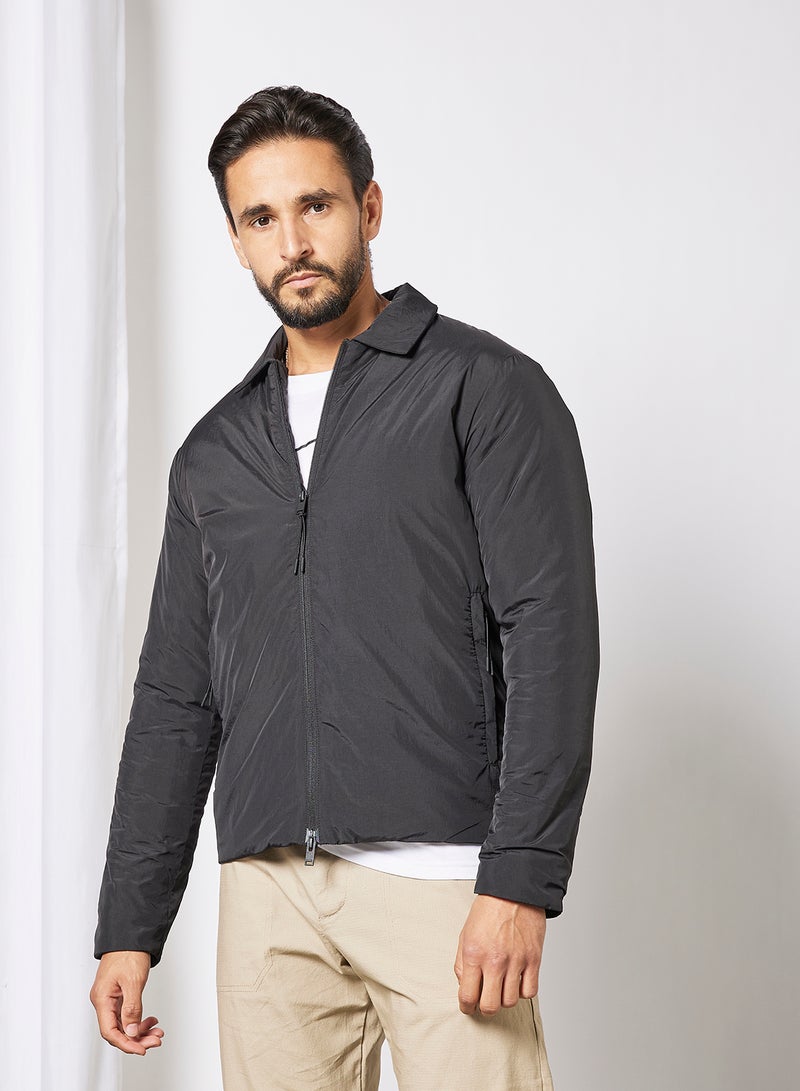 Padded Zip Through Jacket Black