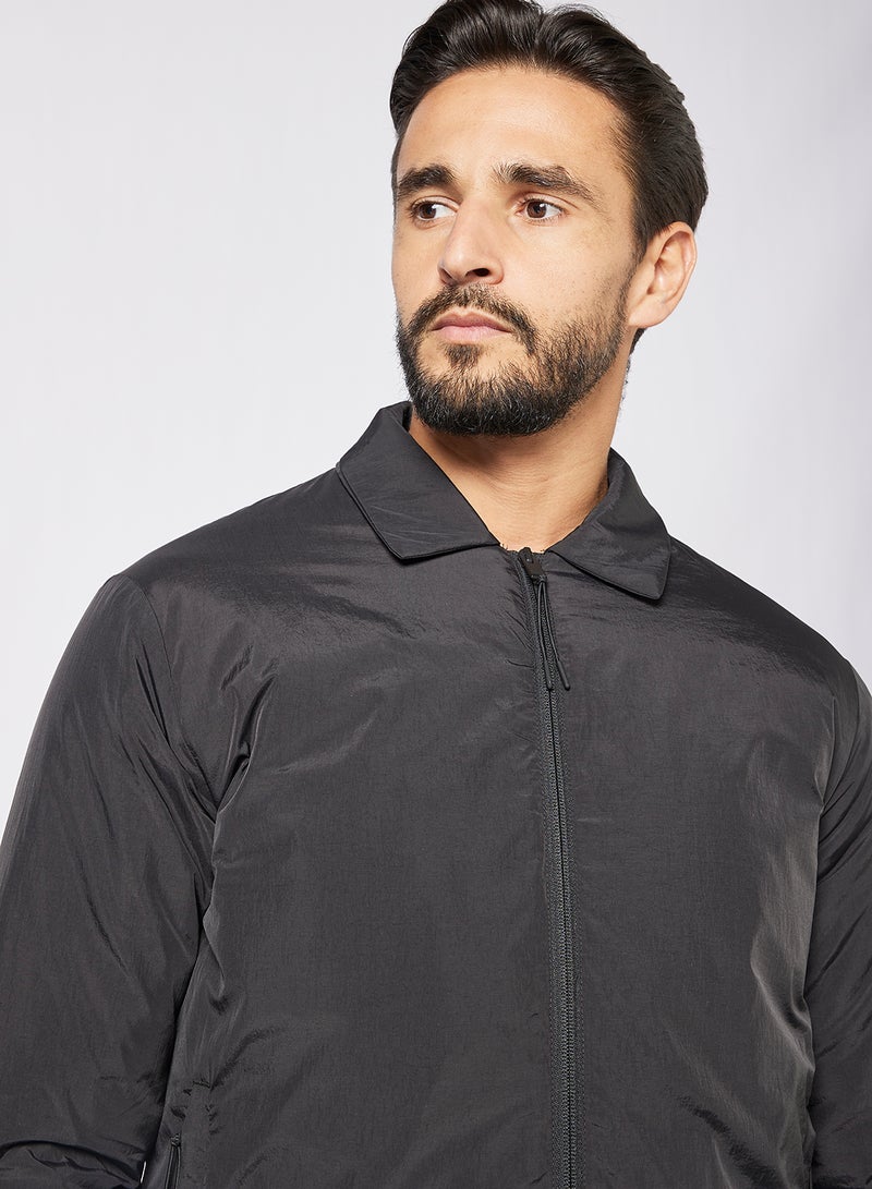 Padded Zip Through Jacket Black