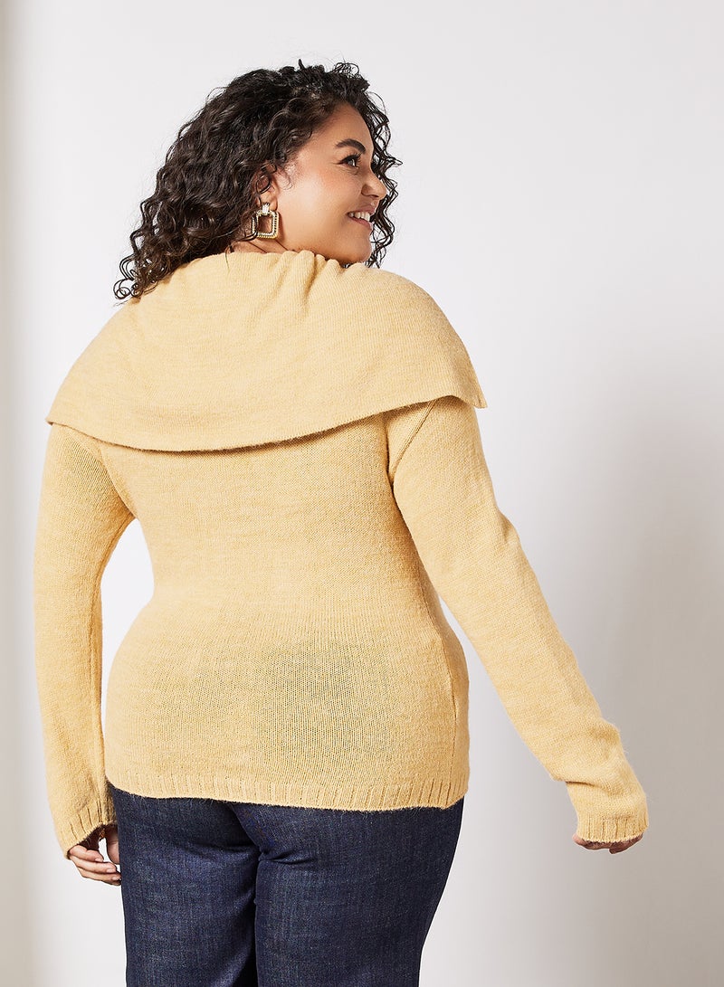 Plus Size Cape Neck Sweater Vanilla