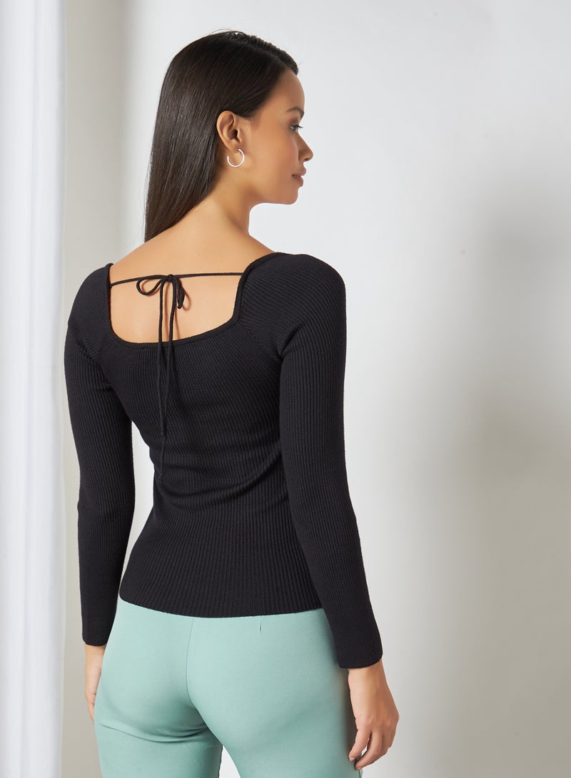 Sweetheart Neck Sweater Black