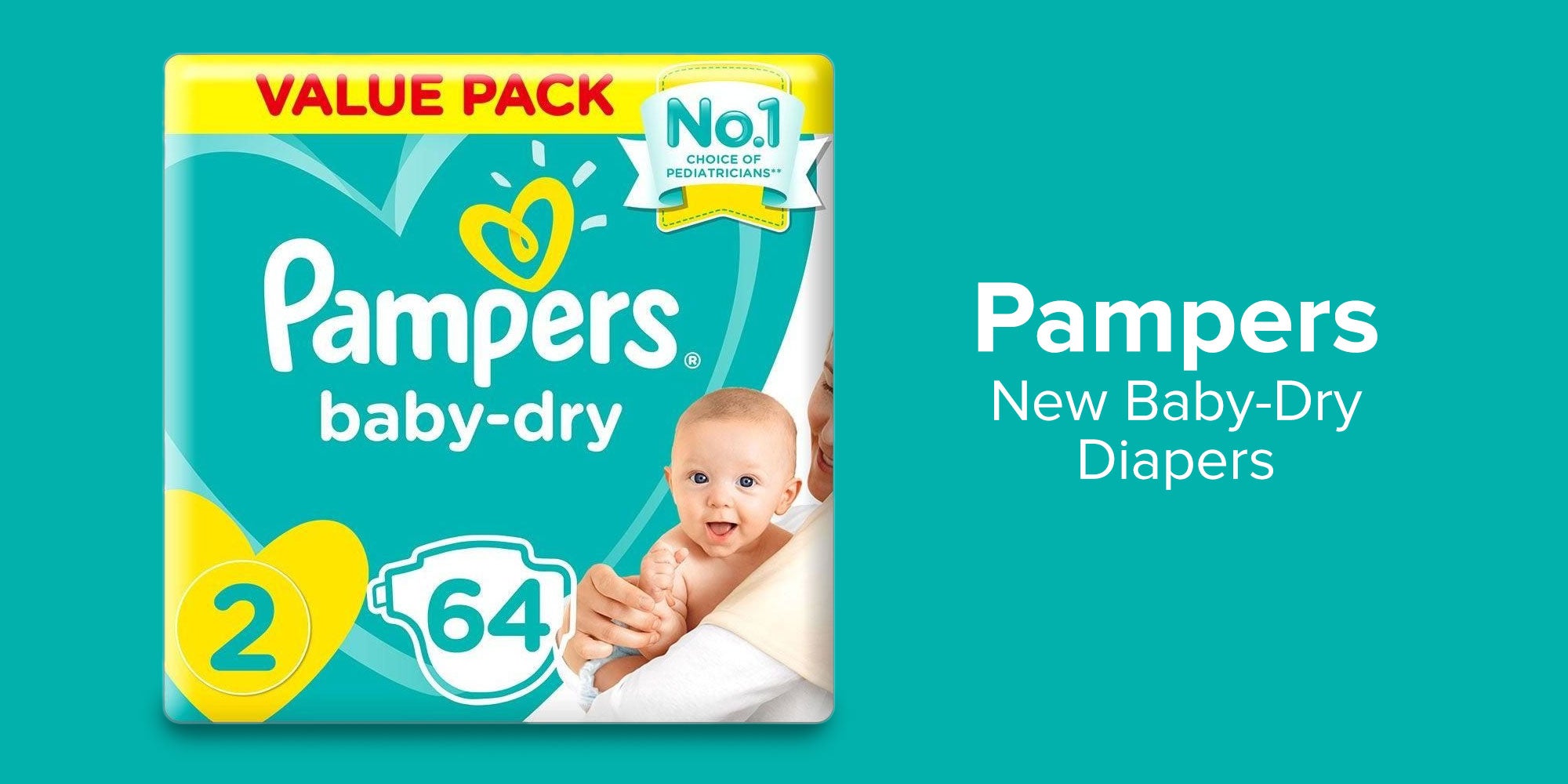 New Baby-Dry Diapers, Size 2, Mini, 3-8 kg, Value Pack, 64 Count