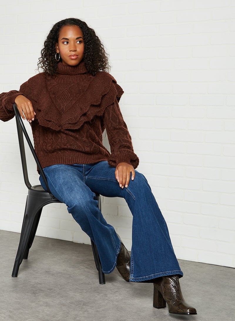 Turtle Neck Choko Sweater Rum Raisin